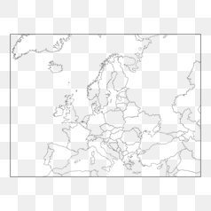Detailed Blank Map of Europe – Transparent PNG Image