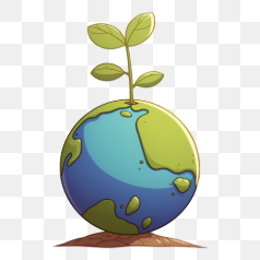 Earth with Growing Plant Illustration – Transparent PNG Image
