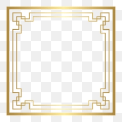 Elegant Gold Art Deco Frame Design – Transparent PNG Image