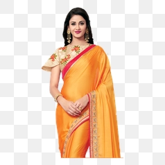 Elegant Orange Saree Model Woman