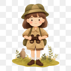 Explorer girl with binoculars – Transparent PNG Image