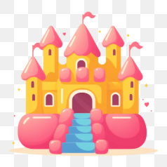 Fantasy Castle with Flags – Transparent PNG Image