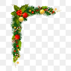 Festive Christmas Corner Garland Design – Transparent PNG Image