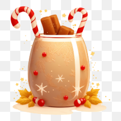 Festive Drink with Candy Canes – Transparent PNG Image