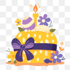 Festive Easter Cake with Decorations – Transparent PNG Image