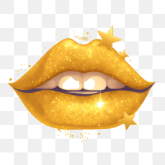 Golden Lips with Sparkles – Transparent PNG Image