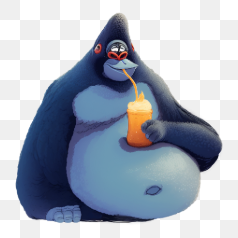 Gorilla Enjoying a Drink – Transparent PNG Image