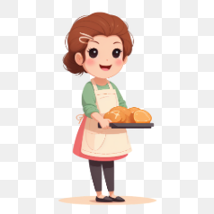 Happy Baker Holding Fresh Bread – Transparent PNG Image