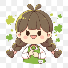 Happy Girl with Shamrocks