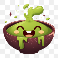 Happy Green Slime in a Bowl – Transparent PNG Image