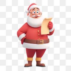 Jolly Red Santa Holding a Letter – Transparent PNG Image