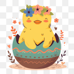 Joyful Chick Emerging from Egg – Transparent PNG Image