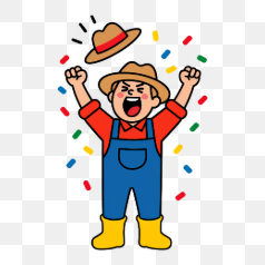 Joyful Farmer Celebrating Harvest – Transparent PNG Image