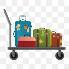 Luggage Cart with Suitcases – Transparent PNG Image