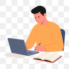 Man Studying with Laptop – Transparent PNG Image