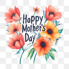 Mother's Day Floral Greeting – Transparent PNG Image
