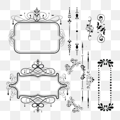 Ornate Floral and Line Decorative Elements – Transparent PNG Image