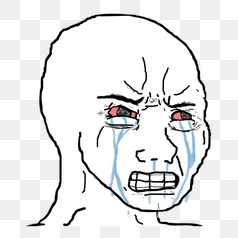 Overwhelmed Wojak Expressing Intense Sadness – Transparent PNG Image