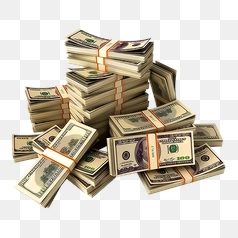 Piles of Money Bundled and Stacked – Transparent PNG Image