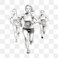 Running Women Sketch – Transparent PNG Image