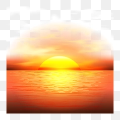 Serene Sunset Over Calm Ocean Waters – Transparent PNG Image