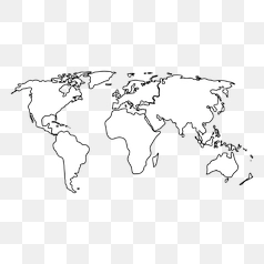 Simple Black and White World Map Outline