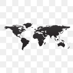 Simple Gray World Map Illustration – Transparent PNG Image