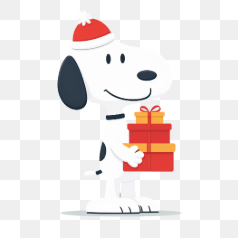 Snoopy with Gift Boxes – Transparent PNG Image