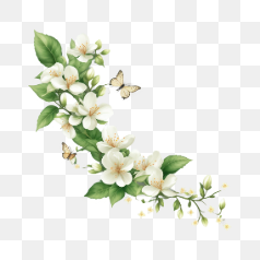 White Blossoms with Butterflies – Transparent PNG Image