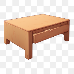 Wooden Table with Drawer – Transparent PNG Image