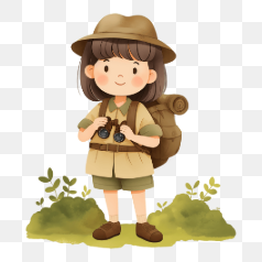 Young Explorer Girl – Transparent PNG Image