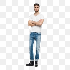 Young Man in Distressed Jeans – Transparent PNG Image